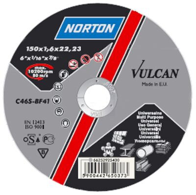 Rezný kotúč na kov a nerez NORTON Vulcan A 115x1,6x22 A46S-BF41, Steel-Inox