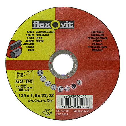 Rezný kotúč na kov flexOvit 20421 115x1,0 A60R-BF41 oceľ, nerez